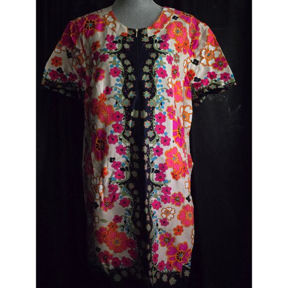 Trina Turk Luv Floral-Print Blouson-Sleeve Mini Dress Women's size 16 NEW - Picture 1 of 10